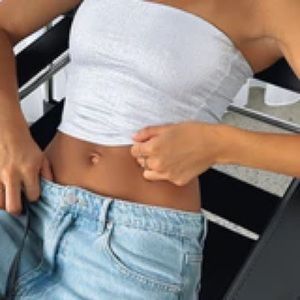 White Fox Boutique Balancing Act Strapless Top - Silver